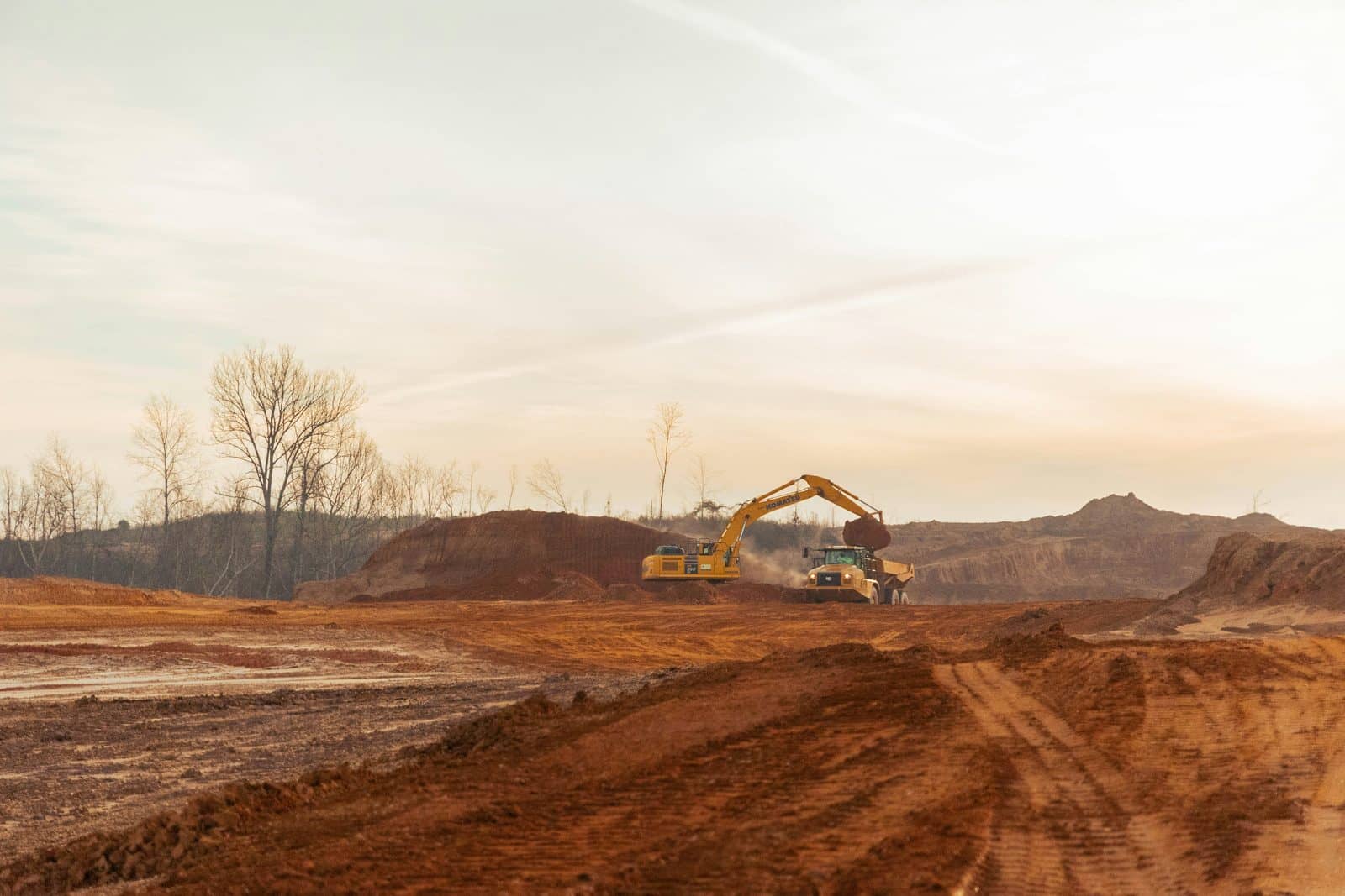 Excavator working on an earthmoving site